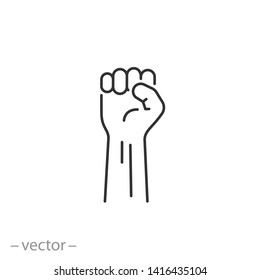 Fist Power Hand Icon, Revolution Or Protest, Line Symbol On White Background - Editable Stroke Vector Illustration Eps10