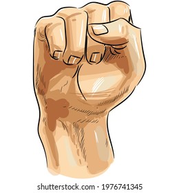 Fist power hand icon vector in pop art style