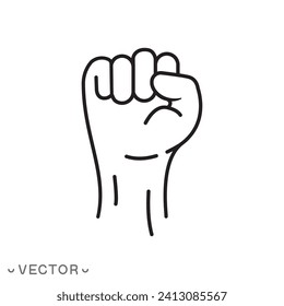 fist power hand icon,simple fist hand icon, revolution or protest,thin line symbol isolated on white background, editable stroke eps 10 vector illustration