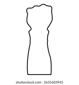 Fist protest concept arm hand raised in clenched in up contour outline line icon black color vector illustration image thin flat style simple