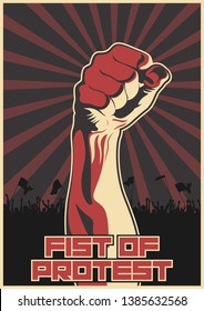 Fist Of Protest, Isolated Propaganda Poster 