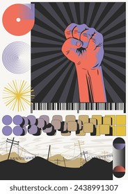 Fist of Protest Poster. Abstract Geometric Shapes