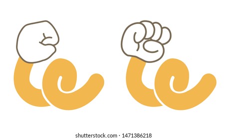 fist pump hand sign set  upward arrow image 