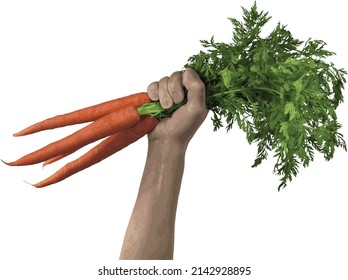 Fist pump with a handful of carrots.