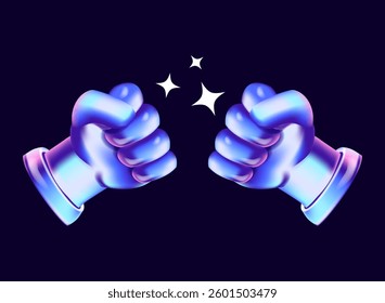 fist punch battle modern light 3d hologram holo futuristic icon design