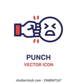 Fist punch face icon vector