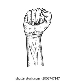 Fist punch hand drawn vector. Gesture sign symbol on white background. Vector illustration