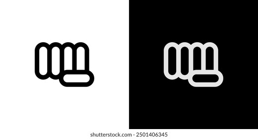 Fist punch hand icon logo vector. Linear outline graphic isolated