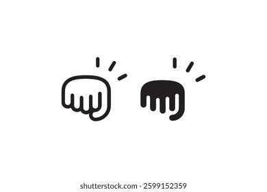 Fist punch impact icon set Vector