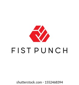 fist punch logo design vector template
