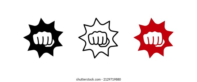 fist punching knockout line art vector icon for websites