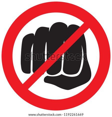 fist punching not allowed sign (violence prohibition icon)