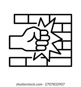 Icono de línea de Vector de pared de perforación en un fondo blanco Icono de línea de Vector en un fondo blanco