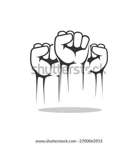 Fist raised up icon with shadow