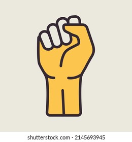 Fist raised up isolated vector icon. Demonstration, manifestation, protest, strike, revolution