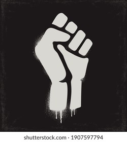 Fist Raised In Protest. Fist Icon Isolated On A Dark Background. Vector Illustration