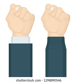 Fist. Raised Fist realistic vector illustration isolated on white background. Winner hand up fist.