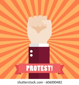 Fist raised up. Protest concept vector illustration