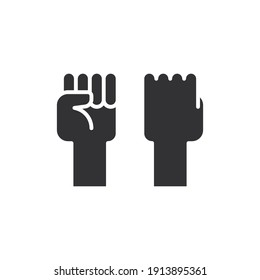 Fist Raised Up, Strong Arm Glyph Icon. Solid Style Sign For Web And App. Fist Hand Up Gesture Vector Illustration On White Background. Power, Solidarity And Freedom Concept. EPS 10