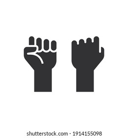 Fist raised up, strong arm glyph icon. Solid style sign for web and app. Fist hand up gesture vector illustration on white background. Power, solidarity and freedom concept. EPS 10