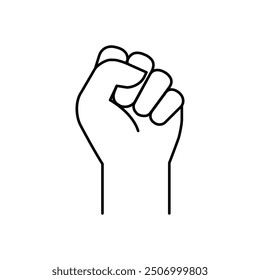 Fist raised up, strong arm line icon. Outline style sign for web and app. Fist hand up gesture vector illustration on white background. Power, solidarity and freedom concept. 