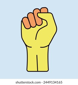 Fist raised up vector isolated icon. Demonstration, manifestation, protest, strike, revolution