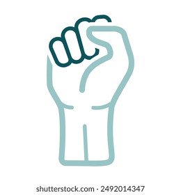 Fist raised up vector isolated icon. Demonstration, manifestation, protest, strike, revolution