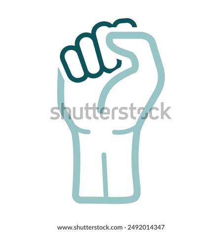 Fist raised up vector isolated icon. Demonstration, manifestation, protest, strike, revolution