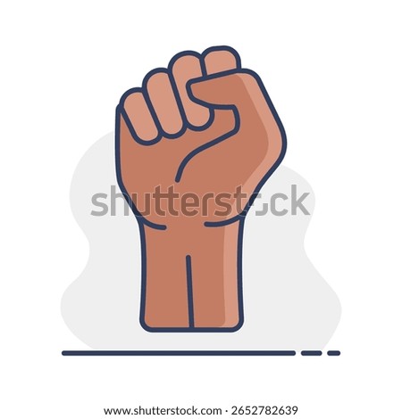 Fist raised up vector isolated icon. Demonstration, manifestation, protest, strike, revolution