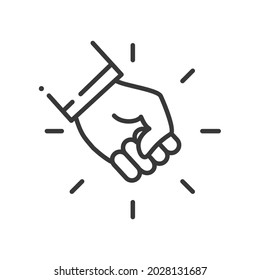 Fist ready to strike - vector line design single isolated icon