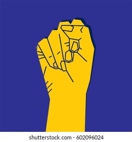 Fist of revolution hand up to protest design concept