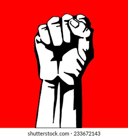 fist revolution on a red background