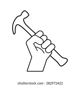fist revolution symbol with hammer, vector