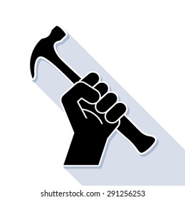 fist revolution symbol with hammer, vector