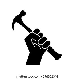 fist revolution symbol with hammer, vector