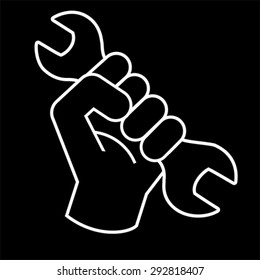 fist revolution symbol with wrench, vector 