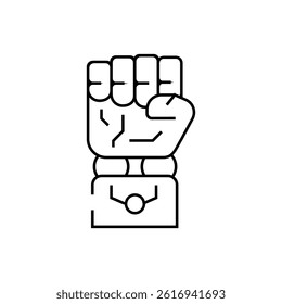 fist robot hand gesture line icon vector. fist robot hand gesture sign. isolated contour symbol black illustration