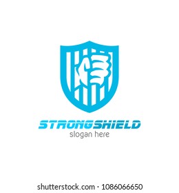 Fist shield protector logo icon design template. Abstract security company vector illustration