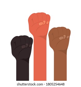 fist sign with hands of different types of skins design, diversity people multiethnic race and community theme Vector illustration