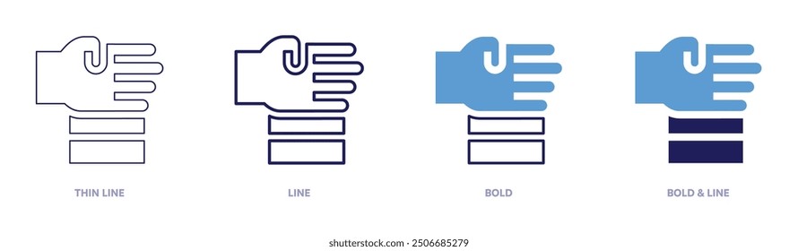 Fist sign icon in 4 different styles. Thin Line, Line, Bold, and Bold Line. Duotone style. Editable stroke.