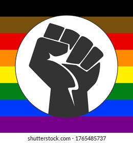 Fist sign on rainbow background. BLM symbol modern, simple, vector, icon for website design, mobile app, ui. Vector Illustration