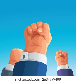 fist up sign strike at sunny day