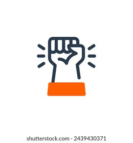 Ilustración del icono del vector del puño de solidaridad