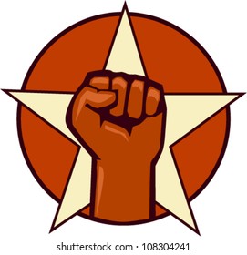 Fist and star vector symbol