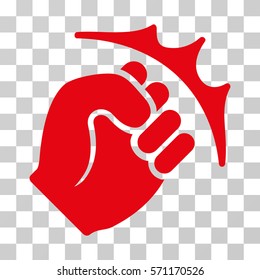 Fist Strike icon. Vector illustration style is flat iconic symbol, red color, transparent background. Designed for web and software interfaces.