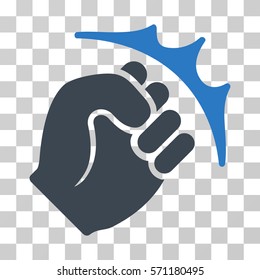 Fist Strike icon. Vector illustration style is flat iconic bicolor symbol, smooth blue colors, transparent background. Designed for web and software interfaces.