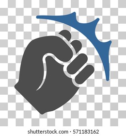 Fist Strike icon. Vector illustration style is flat iconic bicolor symbol, cobalt and gray colors, transparent background. Designed for web and software interfaces.