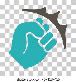 Fist Strike icon. Vector illustration style is flat iconic bicolor symbol, grey and cyan colors, transparent background. Designed for web and software interfaces.