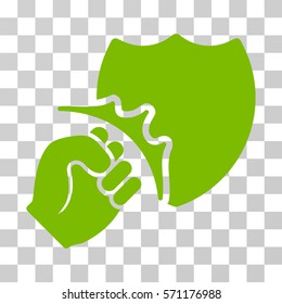 Fist Strike Shield icon. Vector illustration style is flat iconic symbol, eco green color, transparent background. Designed for web and software interfaces.