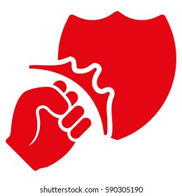 Fist Strike Shield vector icon. Flat red symbol. Pictogram is isolated on a white background. Designed for web and software interfaces.